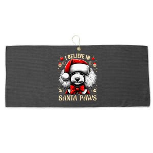 I Believe In Santa Paws Poodle Cute Christmas Owner Lover Large Microfiber Waffle Golf Towel