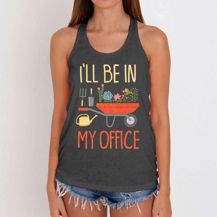 Ill Be In My Office Garden Funny Distressed Gardening Women's Knotted Racerback Tank