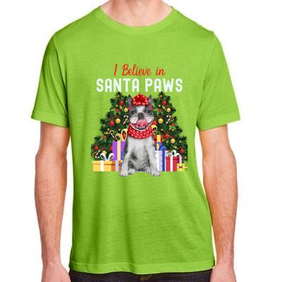 I Believe In Santa Paws Cute French Bulldog Christmas Cool Gift Adult ChromaSoft Performance T-Shirt