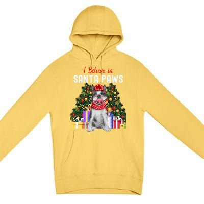 I Believe In Santa Paws Cute French Bulldog Christmas Cool Gift Premium Pullover Hoodie