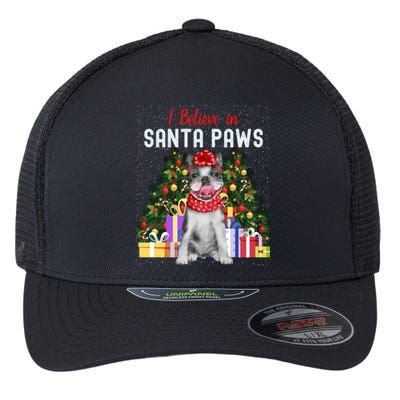 I Believe In Santa Paws Cute French Bulldog Christmas Cool Gift Flexfit Unipanel Trucker Cap