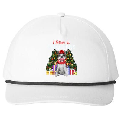 I Believe In Santa Paws Cute French Bulldog Christmas Cool Gift Snapback Five-Panel Rope Hat