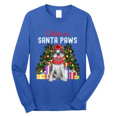 I Believe In Santa Paws Cute French Bulldog Christmas Cool Gift Long Sleeve Shirt