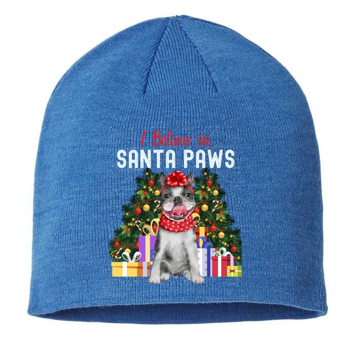 I Believe In Santa Paws Cute French Bulldog Christmas Cool Gift Sustainable Beanie