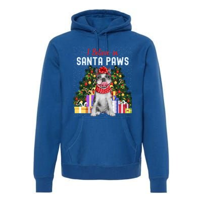 I Believe In Santa Paws Cute French Bulldog Christmas Cool Gift Premium Hoodie