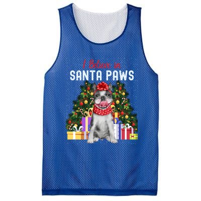 I Believe In Santa Paws Cute French Bulldog Christmas Cool Gift Mesh Reversible Basketball Jersey Tank