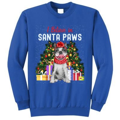 I Believe In Santa Paws Cute French Bulldog Christmas Cool Gift Tall Sweatshirt