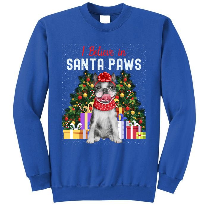 I Believe In Santa Paws Cute French Bulldog Christmas Cool Gift Tall Sweatshirt