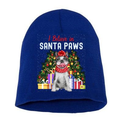 I Believe In Santa Paws Cute French Bulldog Christmas Cool Gift Short Acrylic Beanie