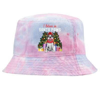 I Believe In Santa Paws Cute French Bulldog Christmas Cool Gift Tie-Dyed Bucket Hat