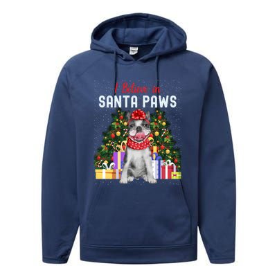 I Believe In Santa Paws Cute French Bulldog Christmas Cool Gift Performance Fleece Hoodie