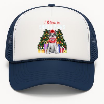 I Believe In Santa Paws Cute French Bulldog Christmas Cool Gift Trucker Hat