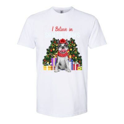 I Believe In Santa Paws Cute French Bulldog Christmas Cool Gift Softstyle CVC T-Shirt