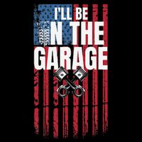 ILl Be In The Garage American Us Flag Mechanic Dad Grandpa Short Acrylic Beanie