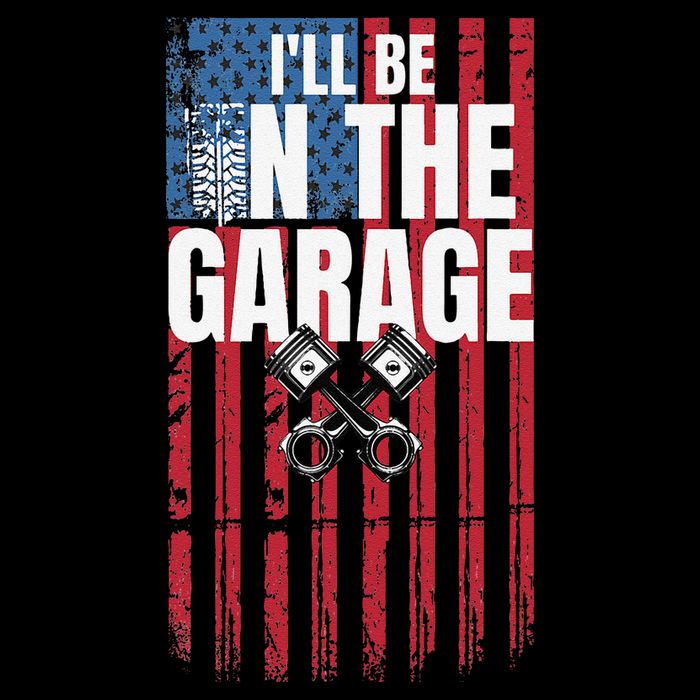 ILl Be In The Garage American Us Flag Mechanic Dad Grandpa Short Acrylic Beanie