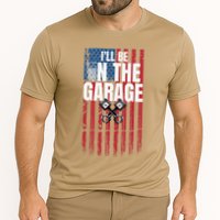 ILl Be In The Garage American Us Flag Mechanic Dad Grandpa Cooling Performance Crew T-Shirt