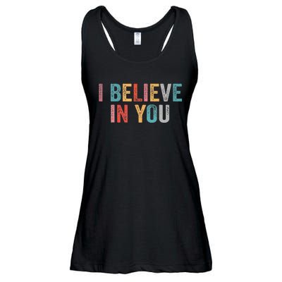 I Believe In You Vintage Motivational Testing Day Teacher Ladies Essential Flowy Tank