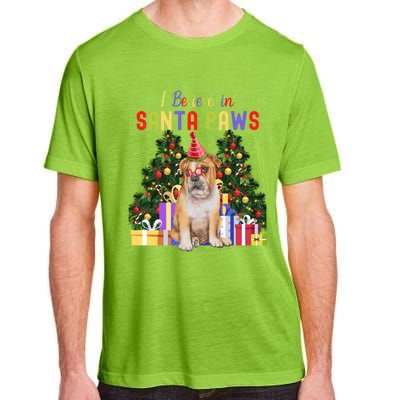 I Believe In Santa Paws Bulldog Lover Cute Xmas Bulldog Gift Adult ChromaSoft Performance T-Shirt