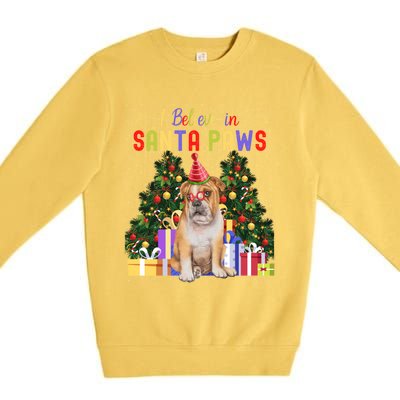 I Believe In Santa Paws Bulldog Lover Cute Xmas Bulldog Gift Premium Crewneck Sweatshirt