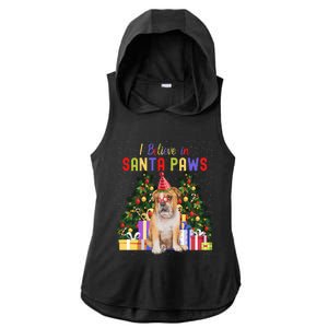 I Believe In Santa Paws Bulldog Lover Cute Xmas Bulldog Gift Ladies PosiCharge Tri-Blend Wicking Draft Hoodie Tank