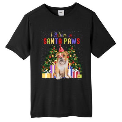 I Believe In Santa Paws Bulldog Lover Cute Xmas Bulldog Gift Tall Fusion ChromaSoft Performance T-Shirt