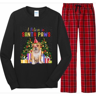 I Believe In Santa Paws Bulldog Lover Cute Xmas Bulldog Gift Long Sleeve Pajama Set