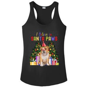 I Believe In Santa Paws Bulldog Lover Cute Xmas Bulldog Gift Ladies PosiCharge Competitor Racerback Tank