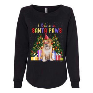 I Believe In Santa Paws Bulldog Lover Cute Xmas Bulldog Gift Womens California Wash Sweatshirt