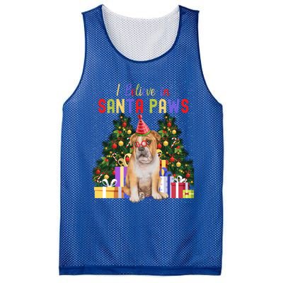 I Believe In Santa Paws Bulldog Lover Cute Xmas Bulldog Gift Mesh Reversible Basketball Jersey Tank