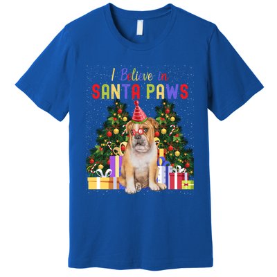 I Believe In Santa Paws Bulldog Lover Cute Xmas Bulldog Gift Premium T-Shirt