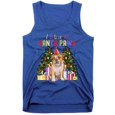 I Believe In Santa Paws Bulldog Lover Cute Xmas Bulldog Gift Tank Top