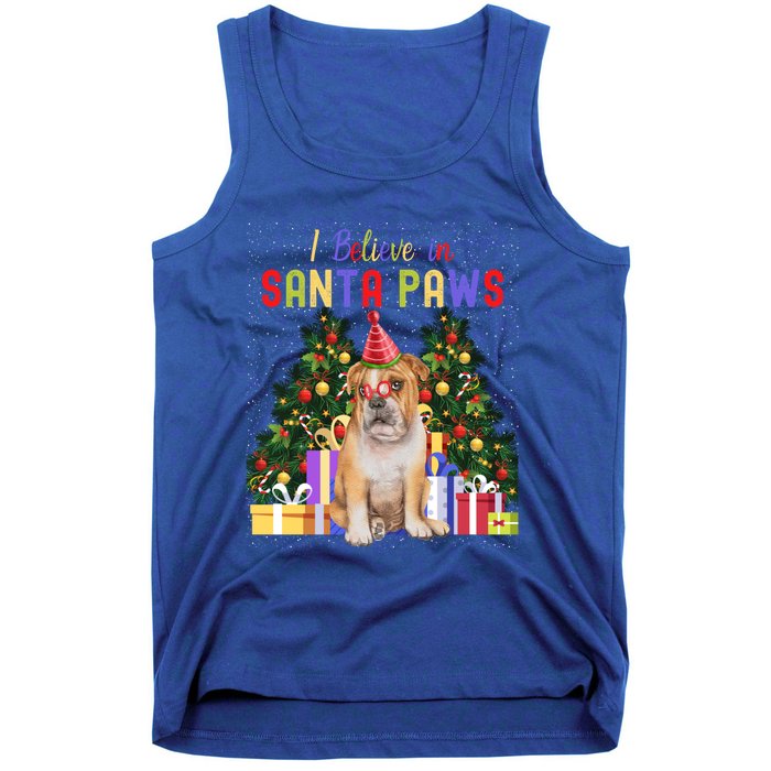 I Believe In Santa Paws Bulldog Lover Cute Xmas Bulldog Gift Tank Top