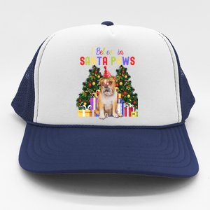 I Believe In Santa Paws Bulldog Lover Cute Xmas Bulldog Gift Trucker Hat