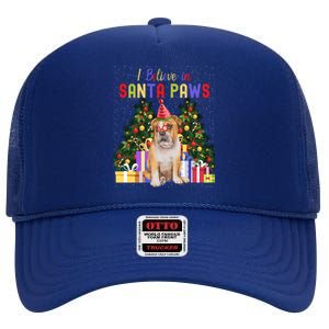 I Believe In Santa Paws Bulldog Lover Cute Xmas Bulldog Gift High Crown Mesh Back Trucker Hat