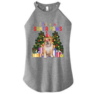 I Believe In Santa Paws Bulldog Lover Cute Xmas Bulldog Gift Women's Perfect Tri Rocker Tank