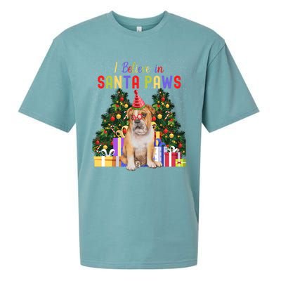 I Believe In Santa Paws Bulldog Lover Cute Xmas Bulldog Gift Sueded Cloud Jersey T-Shirt