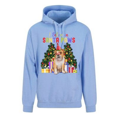 I Believe In Santa Paws Bulldog Lover Cute Xmas Bulldog Gift Unisex Surf Hoodie