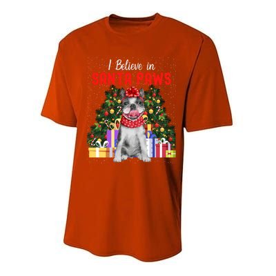 I Believe In Santa Paws Cute French Bulldog Christmas Cute Gift Performance Sprint T-Shirt