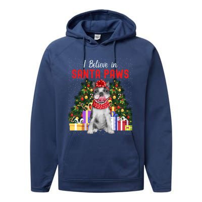 I Believe In Santa Paws Cute French Bulldog Christmas Cute Gift Performance Fleece Hoodie