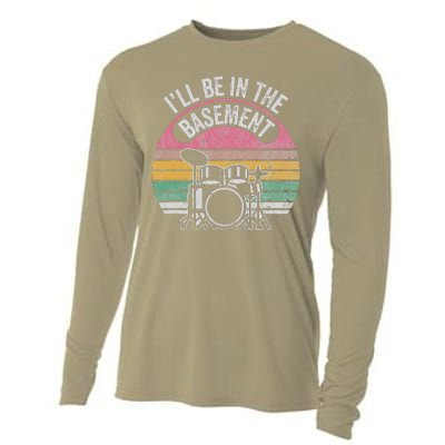 ILl Be In The Basement Drum Set Vintage Style Cooling Performance Long Sleeve Crew