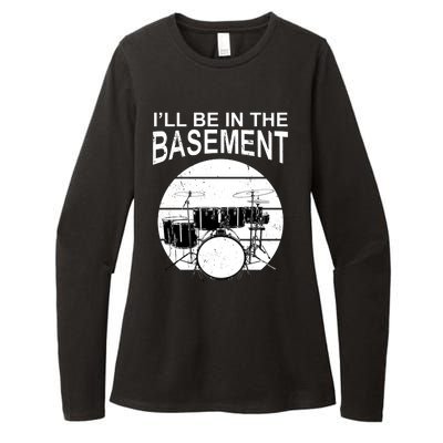 I'll Be In The Basement Drum Set Drumming Drummer Womens CVC Long Sleeve Shirt