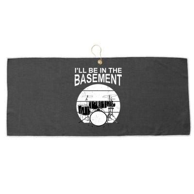 I'll Be In The Basement Drum Set Drumming Drummer Large Microfiber Waffle Golf Towel
