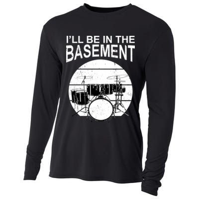 I'll Be In The Basement Drum Set Drumming Drummer Cooling Performance Long Sleeve Crew