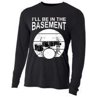 I'll Be In The Basement Drum Set Drumming Drummer Cooling Performance Long Sleeve Crew