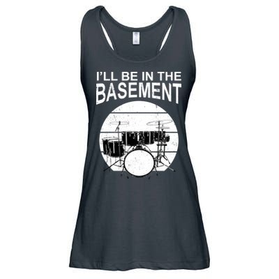 I'll Be In The Basement Drum Set Drumming Drummer Ladies Essential Flowy Tank