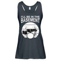 I'll Be In The Basement Drum Set Drumming Drummer Ladies Essential Flowy Tank