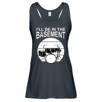 I'll Be In The Basement Drum Set Drumming Drummer Ladies Essential Flowy Tank