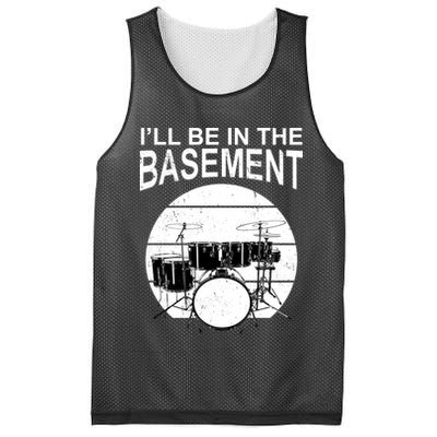 I'll Be In The Basement Drum Set Drumming Drummer Mesh Reversible Basketball Jersey Tank