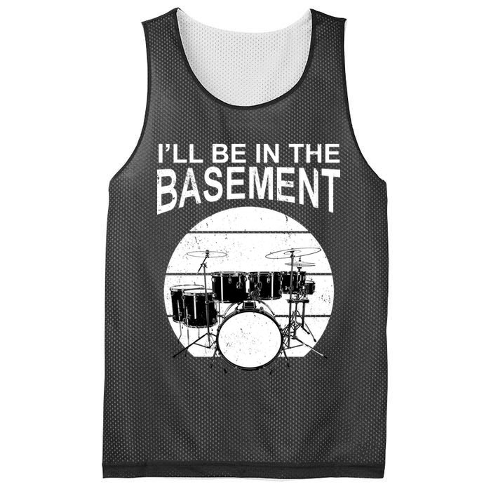 I'll Be In The Basement Drum Set Drumming Drummer Mesh Reversible Basketball Jersey Tank
