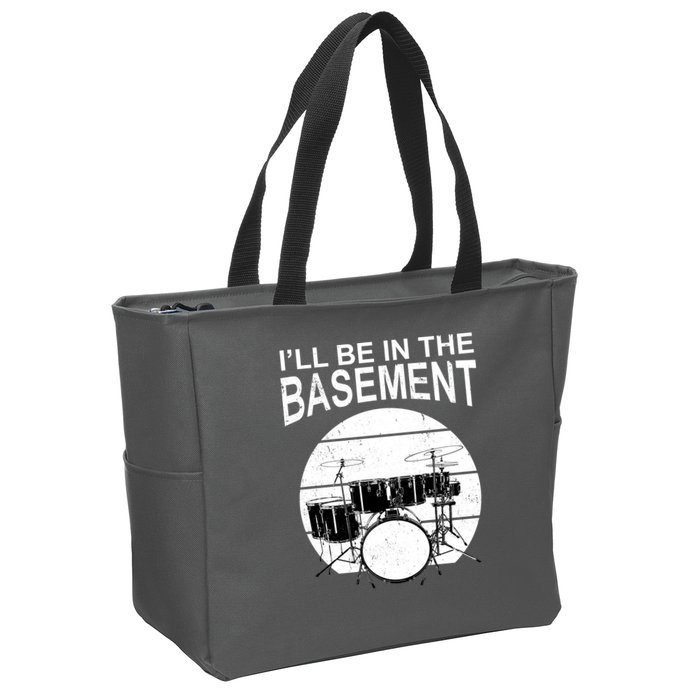 I'll Be In The Basement Drum Set Drumming Drummer Zip Tote Bag